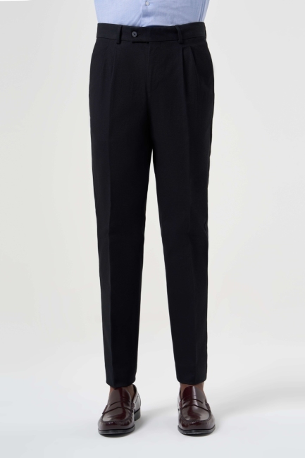 4 Cepli Çift Pileli Siyah Spor Erkek Pantolon 