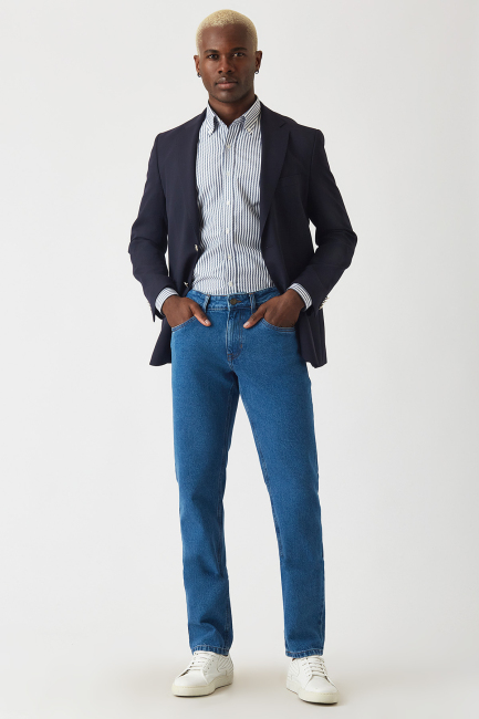 5 Cepli Mavi Jean Erkek Pantolon - 4