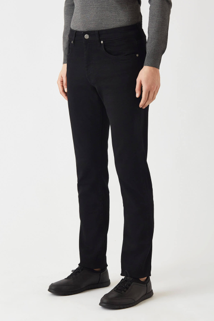5 Cepli Siyah Denim Erkek Pantolon - 1