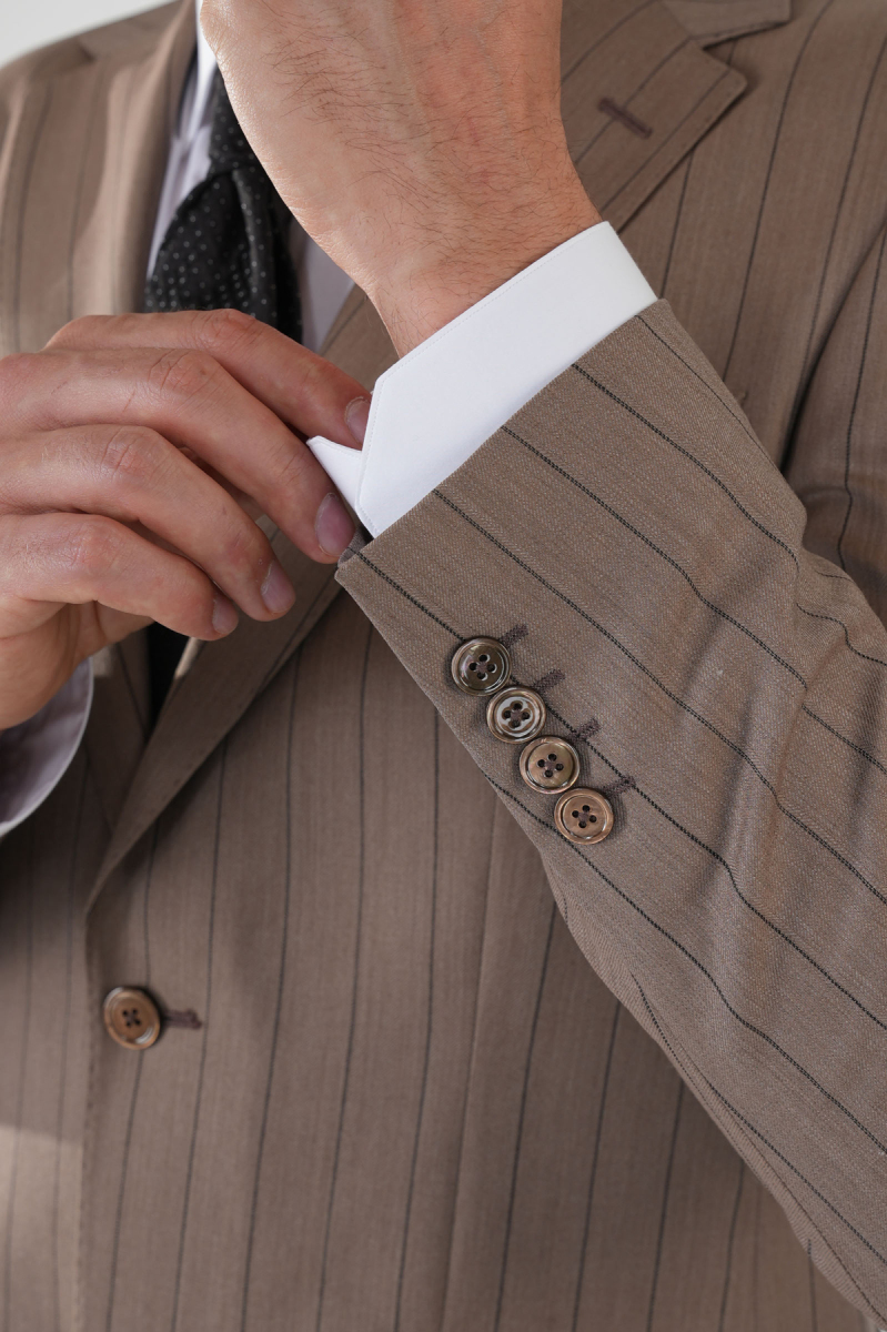 Açık Kahve Comfort Fit Mono Yaka Çift Yırtmaçlı Sedef Düğmeli 6 Drop Yün Takım Elbise - 3