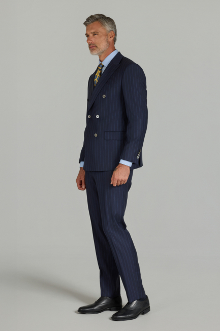 Açık Lacivert Comfort Fit Kırlangıç Yaka Sedef Düğmeli 6 Drop Yün Takım Elbise (1)