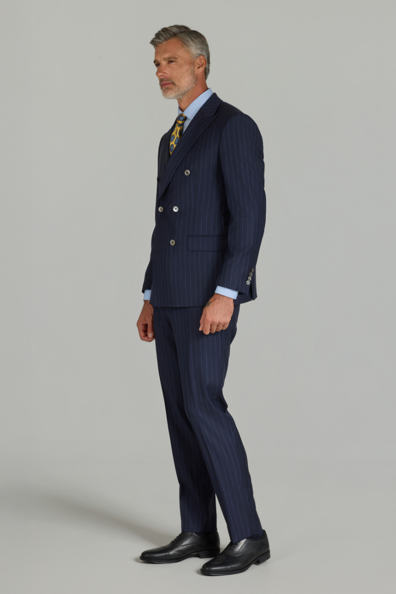 Açık Lacivert Comfort Fit Kırlangıç Yaka Sedef Düğmeli 6 Drop Yün Takım Elbise (1)