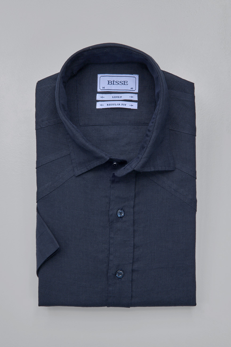 Regular Fit Birit Yaka Lacivert Erkek Gömlek - 3