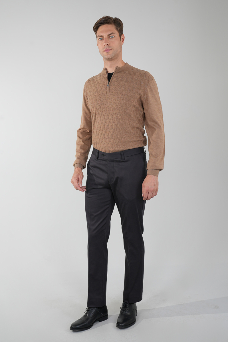 Antrasit Doğal Pamuk Pilesiz Spor Pantolon - 5