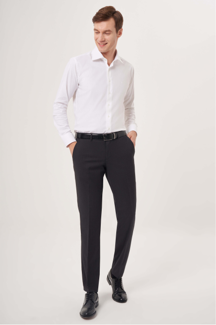 Antrasit Dokuma Klasik Erkek Pantolon - 5