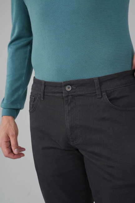 Antrasit Gabardin Pamuklu 5 Cepli Spor Pantolon - 3