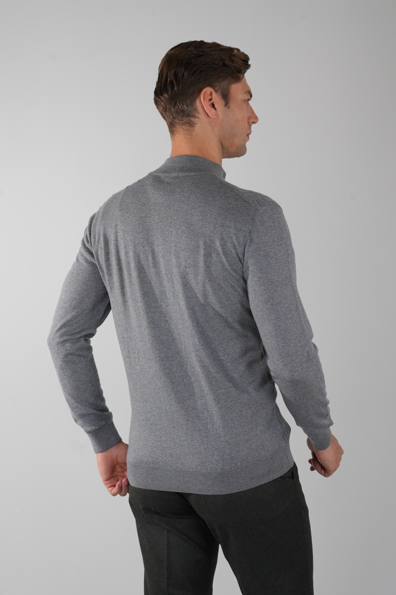 Antrasit Yarım Balıkçı Fermuarlı Full Jakar Yün Erkek Triko (1)