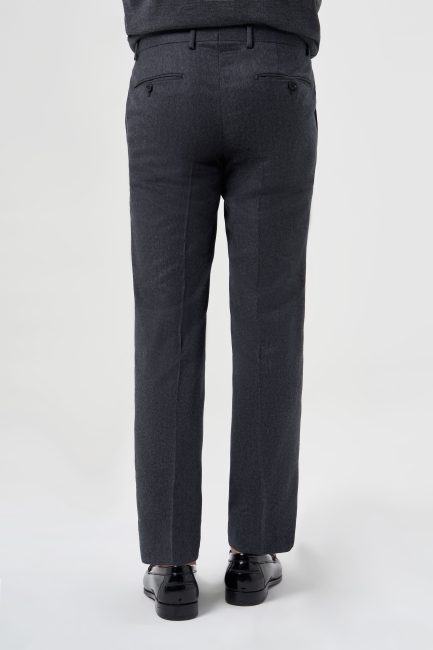 Regular Fit Plain Weave Flannel Anthracite Classic Men's Pants (1)