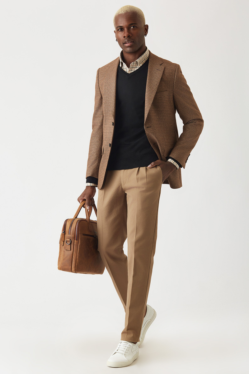 Bej Çift Pileli 4 Cepli Spor Erkek Pantolon - 4