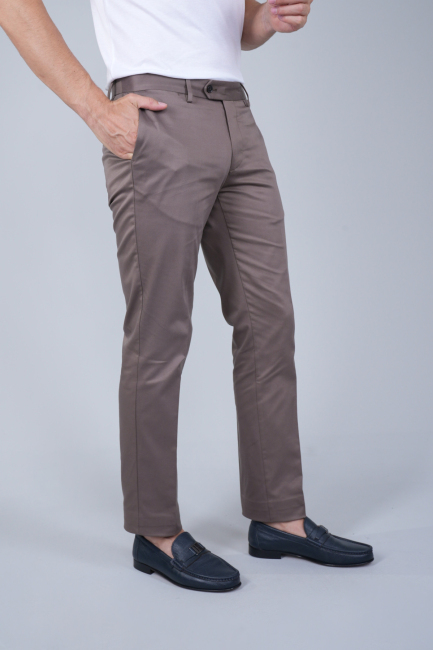 Bej Doğal Pamuk Pilesiz Spor Pantolon - 1