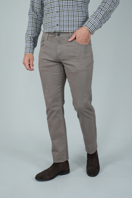 Bej Gabardin Pamuk 5 Cepli Spor Pantolon - 1