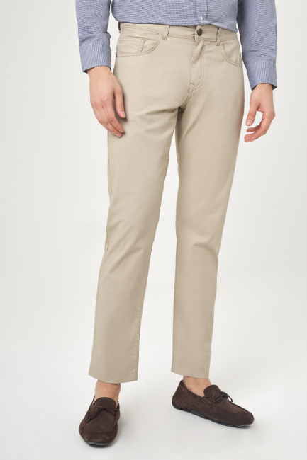 Bej Pamuk 5 Cepli Spor Erkek Pantolon 