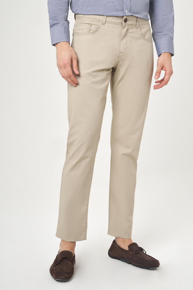 Bej Pamuk 5 Cepli Spor Erkek Pantolon