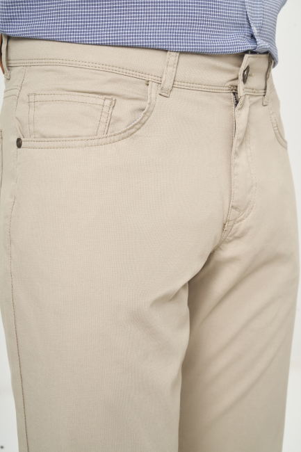 Bej Pamuk 5 Cepli Spor Erkek Pantolon - 3