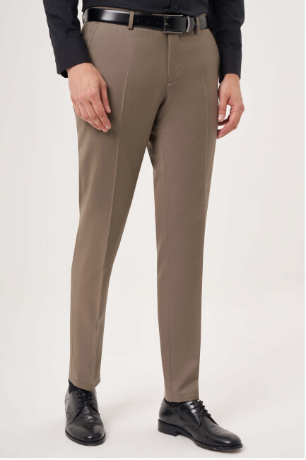 Bej Yün Dokuma Klasik Erkek Pantolon