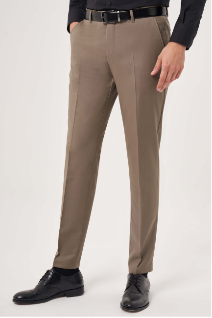 Bej Yün Dokuma Klasik Erkek Pantolon - 3