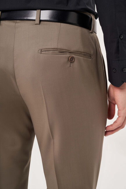 Bej Yün Dokuma Klasik Erkek Pantolon - 5