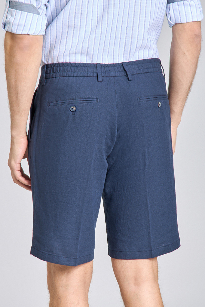 Bermuda Cepli Lacivert Erkek Keten Şort (1)