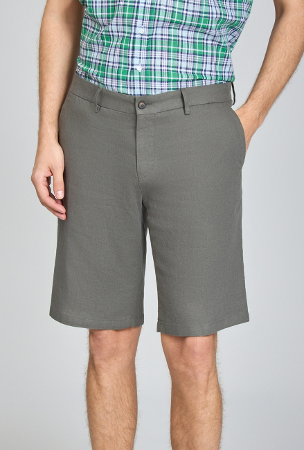 Bermuda Cepli Yeşil Erkek Keten Şort - 4