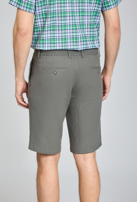 Bermuda Cepli Yeşil Erkek Keten Şort - 2