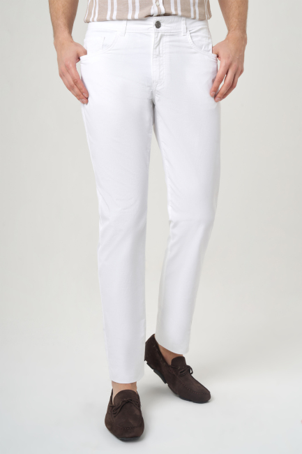 5 Pockets White Sports Men's Pants 