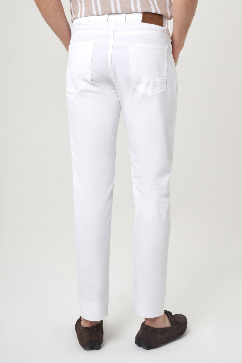 Beyaz Pamuk 5 Cepli Spor Erkek Pantolon (1)