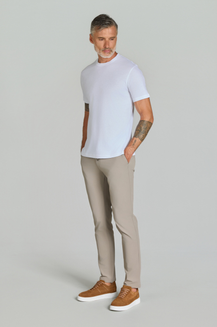 Bisiklet Yaka Beyaz Erkek Basic T-Shirt (1)