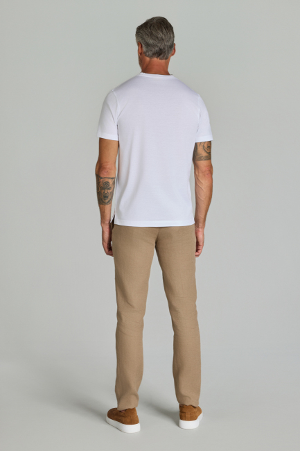 Bisiklet Yaka Beyaz Erkek Pamuk Tshirt - 6