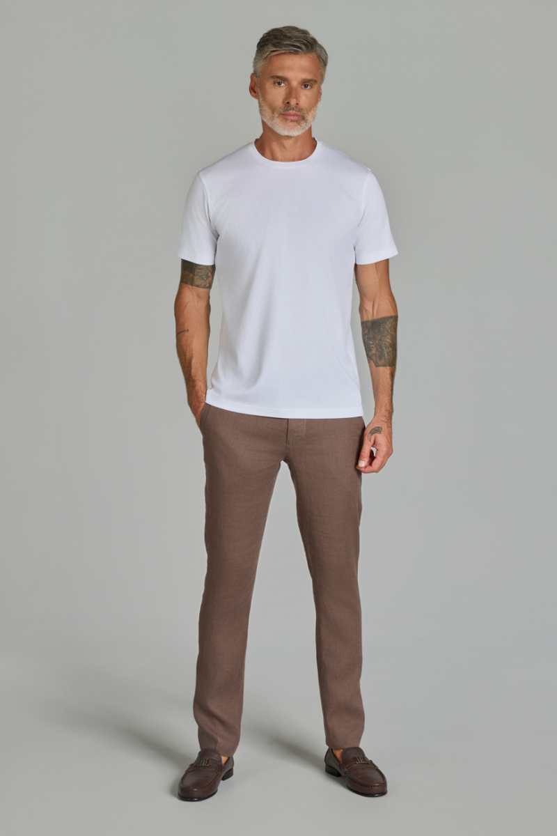 Bisiklet Yaka Erkek Pamuk Beyaz T-Shirt - 1