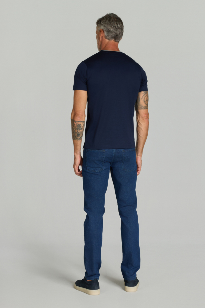 Bisiklet Yaka Lacivert Erkek Pamuk Tshirt - 6