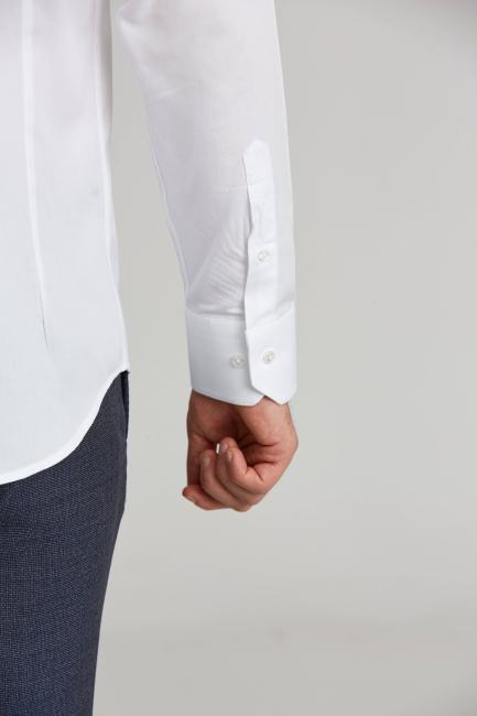 Modern Fit İtalyan Yarım Yaka Klasik Beyaz Erkek Gömlek - 3