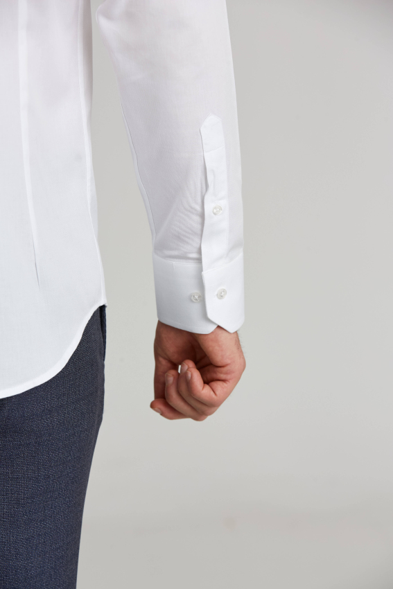Modern Fit İtalyan Yarım Yaka Klasik Beyaz Erkek Gömlek - 3