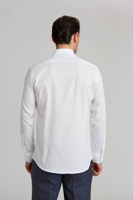 Modern Fit İtalyan Yarım Yaka Klasik Beyaz Erkek Gömlek - Bisse (1)