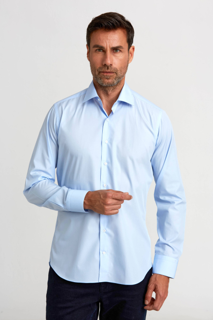 Regular Fit Açık Mavi Klasik Erkek Gömlek - 5