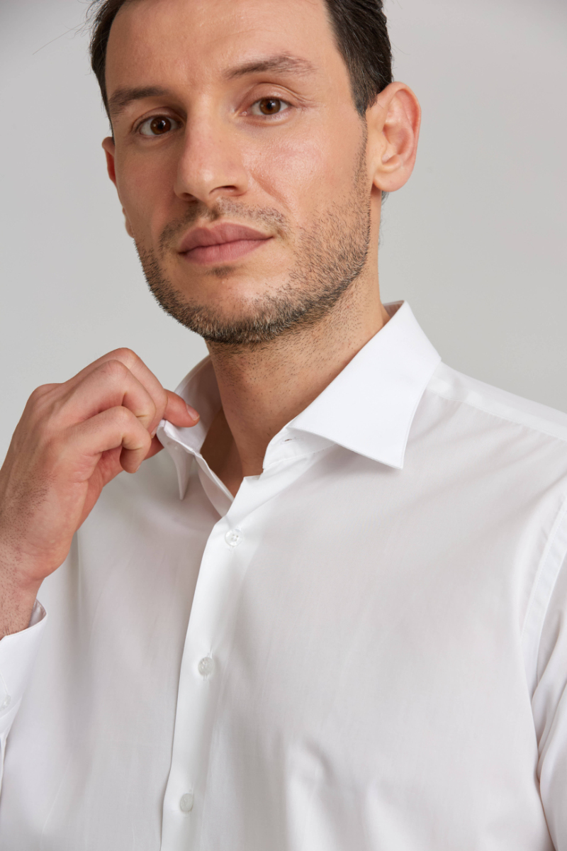 Regular Fit Beyaz Klasik Erkek Gömlek - 4