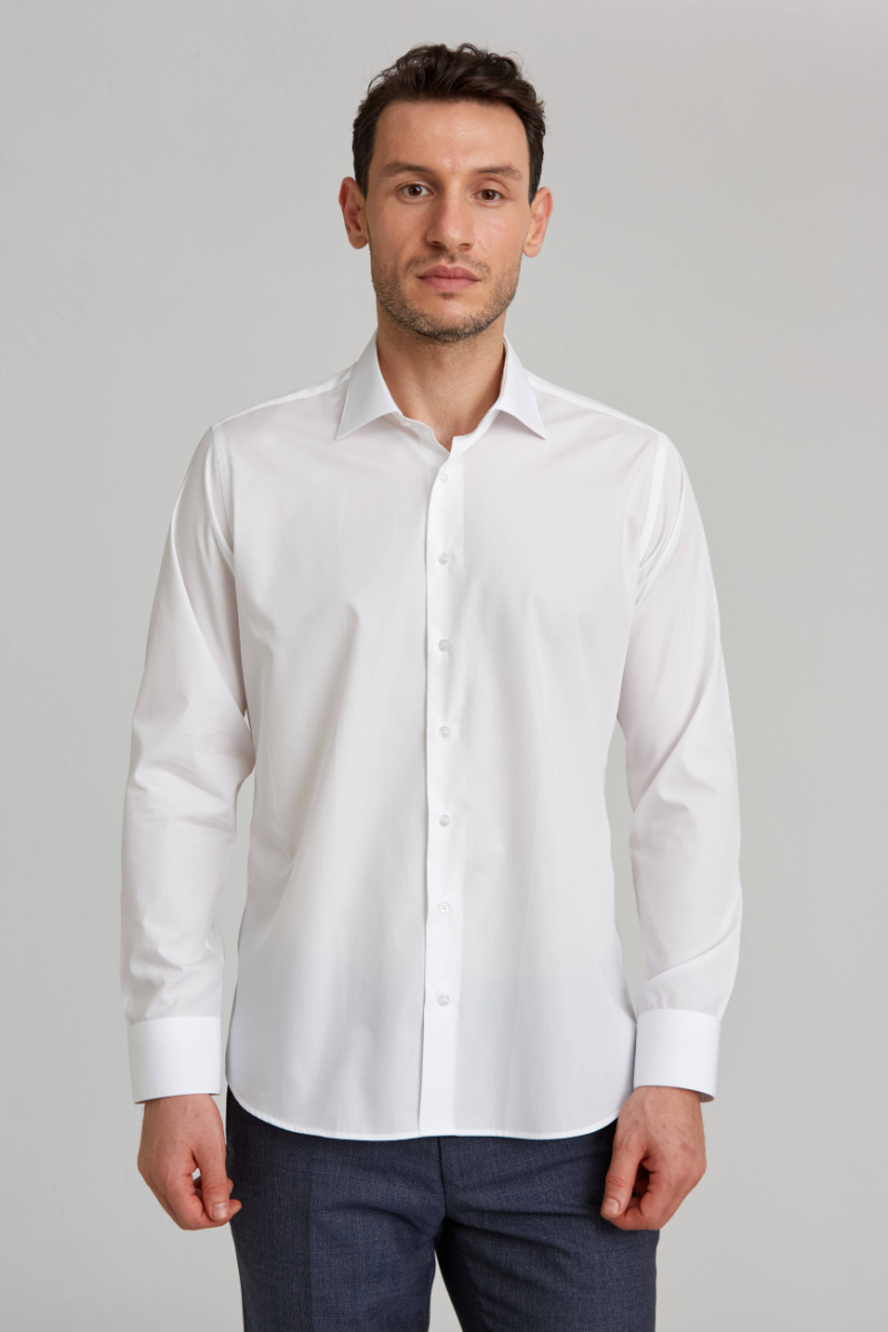 Regular Fit Beyaz Klasik Erkek Gömlek - 1