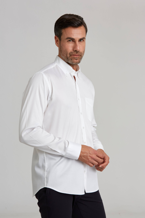 Regular Fit Beyaz Klasik Erkek Gömlek - 5