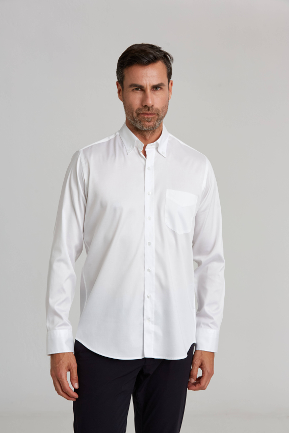 Regular Fit Beyaz Klasik Erkek Gömlek - 1