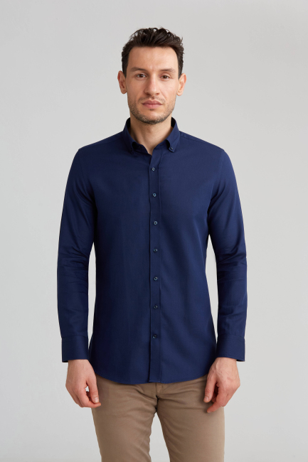 Modern Fit Lacivert Erkek Gömlek - Bisse