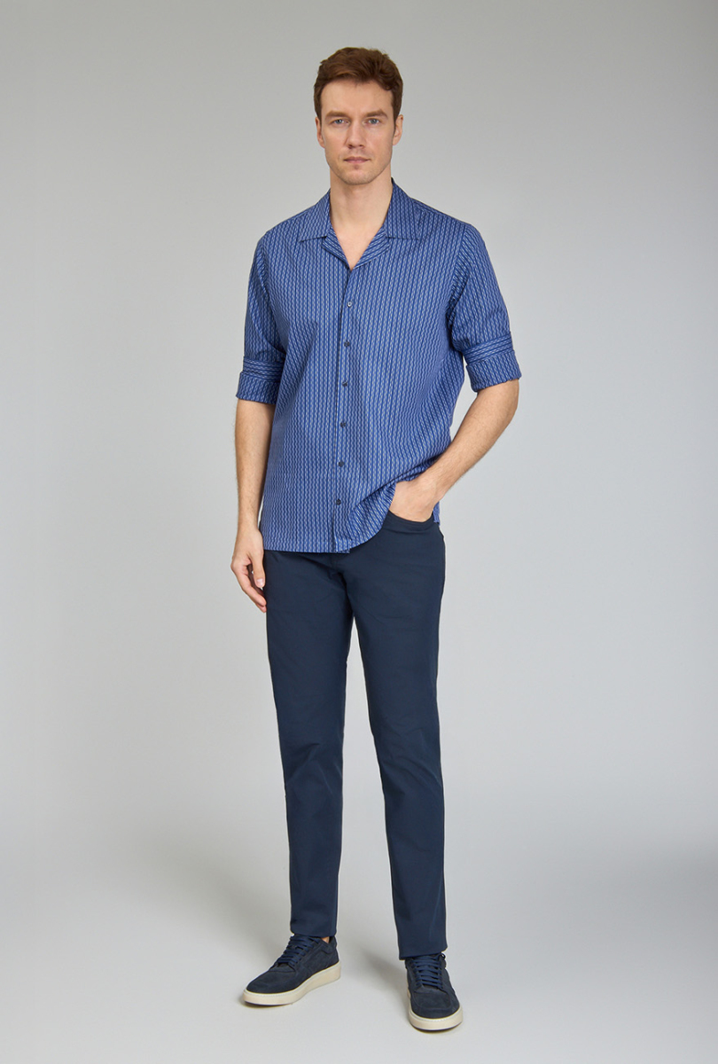 Regular Fit Apaj Yaka Lacivert Spor Erkek Gömlek - 4