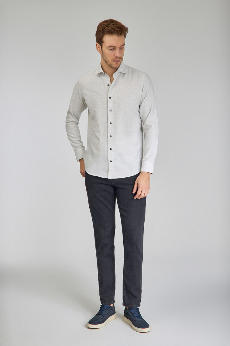 Regular Fit İtalyan Yaka Taş Erkek Gömlek - 2