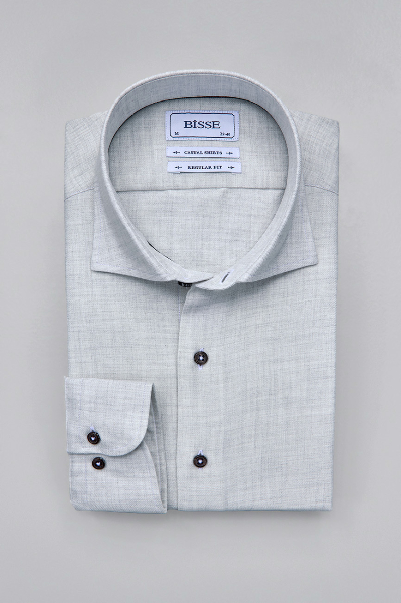 Regular Fit İtalyan Yaka Taş Erkek Gömlek - 3
