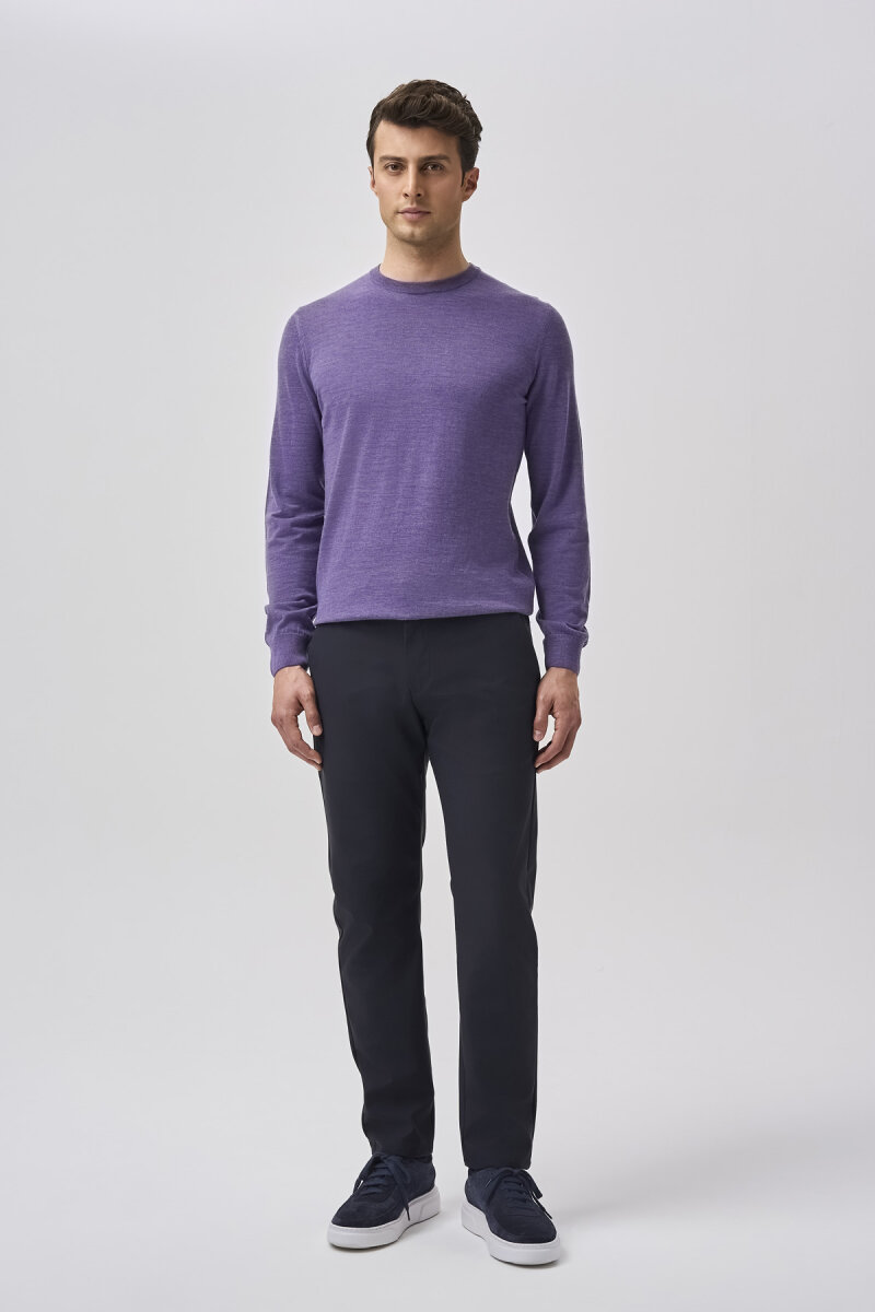 Bisse Studio Erkek Bisiklet Yaka Triko Lila - 1