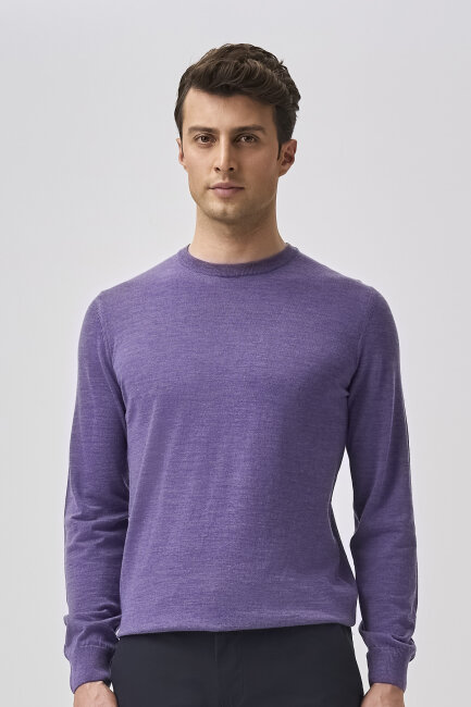 Bisse Studio Erkek Bisiklet Yaka Triko Lila - 5