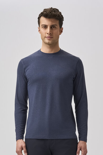 Bisse Studio Erkek Bisiklet Yaka Triko Mavi - 5