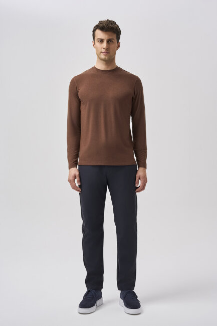 Bisse Studio Erkek Bisiklet Yaka Triko Koyu Taba