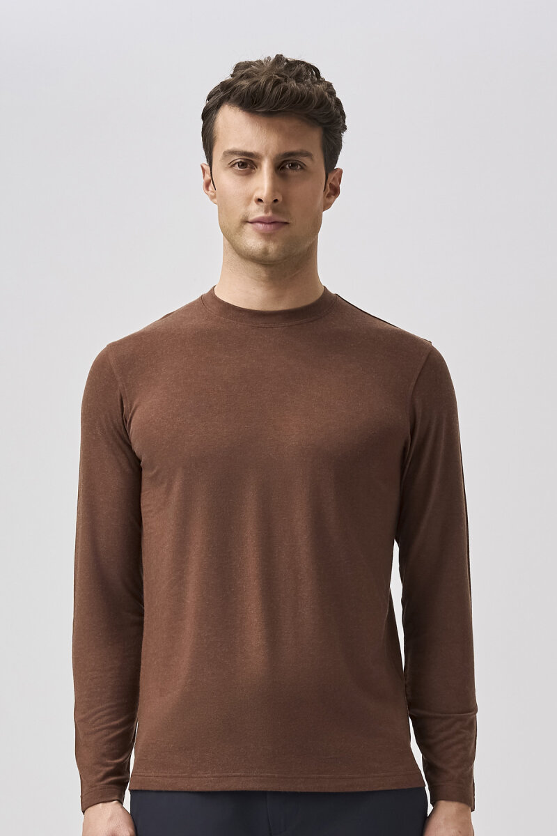 Bisse Studio Erkek Bisiklet Yaka Triko Koyu Taba - 5