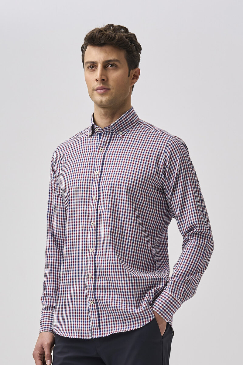 Bisse Studio Erkek Bordo Uzun Kollu Gömlek - 5