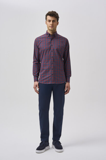 Bisse Studio Erkek Cepsiz Regular Fit Gömlek Bordo