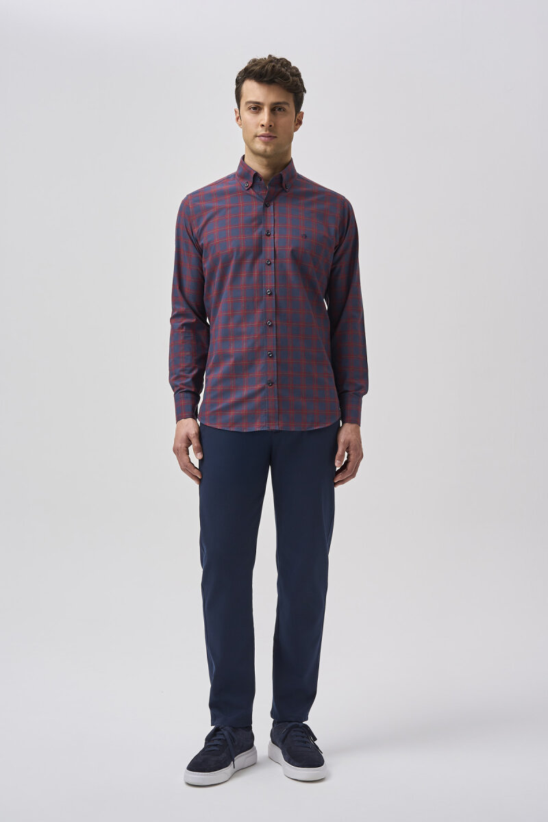 Bisse Studio Erkek Cepsiz Regular Fit Gömlek Bordo - 1